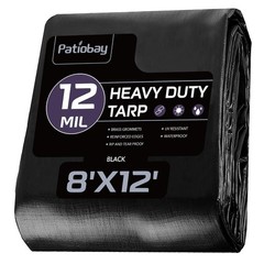 Tarp 8x12FT, 12 Mil, Heavy Duty Waterproof Tarps with Grommets Every 23.6″, 4…