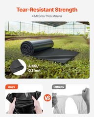 Plastic Sheeting 3x50FT 4mil Black Heavy Duty Roll for Ground Cover
