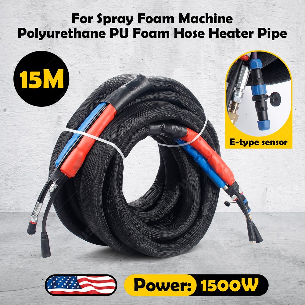 15M Polyurethane PU Foam Hose Heating Hose Heater Pipe for Spray Foam Machine