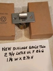 New ( Old Stock) Schlage Grade 2 Deadlatch 26d UL F 2 3/ 4 B S