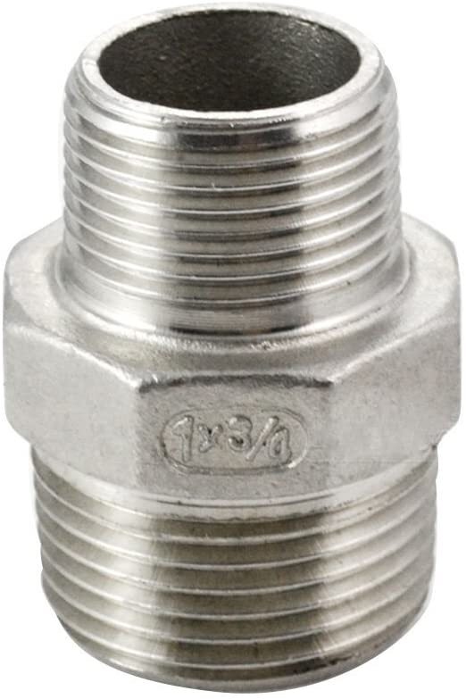 1“ to 3/4″ Male NPT Hex Nipple Pipe Fitting Reducer Adapter Stainless Steel 304