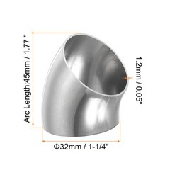 1-1/4″ OD 304 Stainless Steel Butt, 2Pack 45 Degree Fitting for Stair Handrail