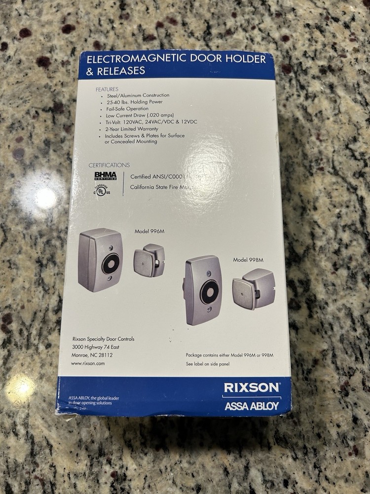 RIXSON ASSA ABLOY DR HOLDER-SEMI RECESS K7 FM998 TRI689 TRI-VOLT MINT
