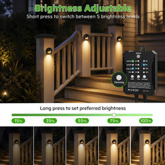 8 Pack Low Voltage LED Deck Lights Kit with Plug-In Transformer, Dusk-To-Dawn Ph