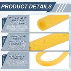 4pcs 1/3″ ID 3.3FT Pipe Insulation Foam Tube 0.63″ OD Tubing Cover Gold