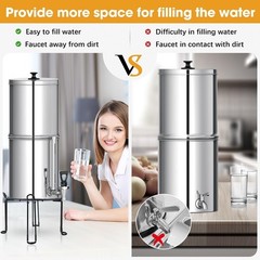 Gyykzz Water Filter Stand 8” Tall 9” Diameter 8 inch Tall, Matte Black