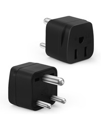 Bates- US to India Plug Adapter, 2 Pack, Type D, Black, Bangladesh, black