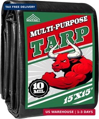15×15 ft Heavy Duty Tarp 10mil UV Reinforced Grommets Green&Black