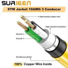 SURIEEN NEMA 10-30P to 6-50R Welder Adapter Cord, 6-50R, Yellow