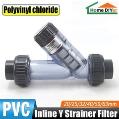 Pipe ID 20-63mm Clear PVC Inline Y Strainer Filter 40/20/12 Mesh For Water