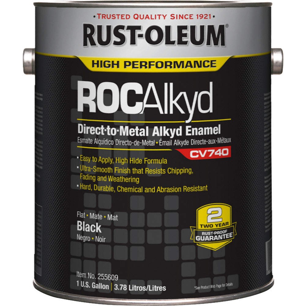 RUST-OLEUM 255609 1 GAL 100 VOC DTM Alkyd Flat Black 6DNW4