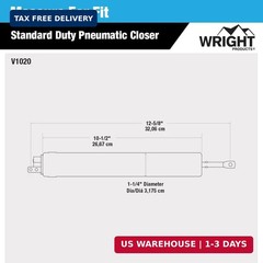 V1020BL Standard Duty Pneumatic Screen And Storm Door Closer, Black