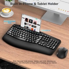 Wireless Keyboard and Mouse Combo, Full Size Ergonomic Wave Keys(Black) | 2.4…
