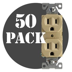 HUBBELL BR15I10Z SPEC DUPLEX RECEPTACLE, 15A, 120V, IVORY, (50-PACK)