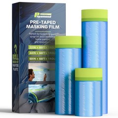 Pre-Taped Masking Film for 3 Rolls (22″x 66’|44″x 66’| 60″x 66′), Blue
