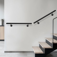 Black Stainless Steel Wall Mount Stair Rail 60in For Wood/Brick/Concrete
