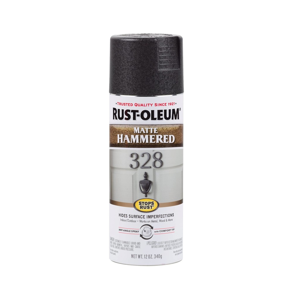 Rust-Oleum 300607 Stops Rust Hammered Spray 12 Ounce (Pack of 1), Matte Black