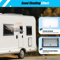 RV Caravan Camper Van Hinged Push Out Window 70° Vent Hatch 35.4×19.7in US Stock
