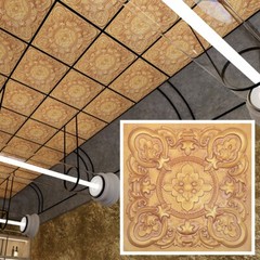 Embellished ceiling tiles Suspended Wall Panels PL30 Vintage brown gold 10pcs