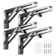 Folding Shelf Brackets – 4 Pcs 8 Inch Heavy Duty Stainless Steel Collapsible …