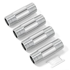 TAISHER 4PCS Stainless Steel Pipe Fittings, 1/4″ NPT x MNPT 4pcs, Silver