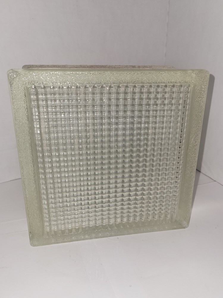 RETIRED GLASS BLOCK, Came Out Of USA Home, Lined, 7.75×7.75×3 7/8 In