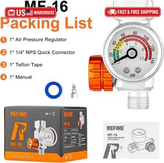 REFINE Spray Gun Regulator Kit, Air Pressure Regulator with Gauge for Pneumatic