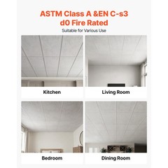 Uimoso 24 x 48 in PVC Ceiling Tiles, 10-Pack, White Marble Drop Panels