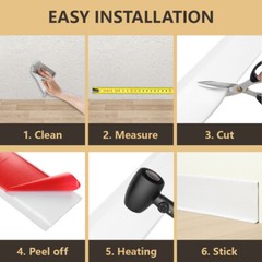 Vinyl Wall Base Baseboard Molding Trim 4″x 40FT Flexible Self Adhesive White