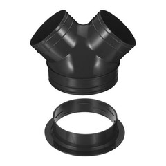 3 Ways Duct Splitter 4″x4″x6″ Y Reducer Exhaust Pipe Adapter Flange Black