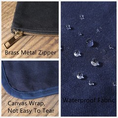Tool Pouch, Heavy Duty 16oz Waxed Canvas Metal Zipper Tool Bags, Water Resist…