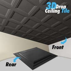 Black 12-Pack 2×2 ft Drop Ceiling Tiles PVC 24×24 Inch Panels