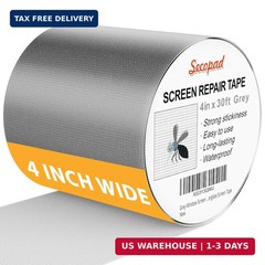 Grey Window Screen Repair Kit, 4 in X 30 FT (360IN) Screen Repair Tape f