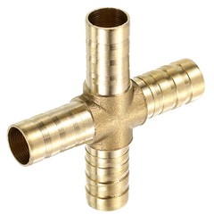 1Pcs Brass 4 Way Pipe Fitting, 3/8″ (10mm) Cross Barb Union Fitting Pipe Adapter