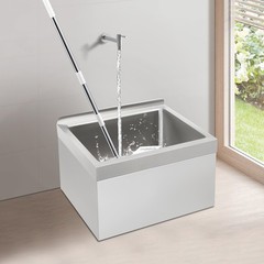 Mop Sink Stainless Steel Sink Commercial Wall-mounted Rectangular Sink w/ Drain