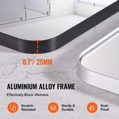 Wall Mounted Makeup Mirror,0.15″Thick,36″x 36″Mirror with Aluminium Alloy Frame
