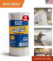 Heavy Duty 6 Mil UV Protection Plastic Sheeting 10′ x 25′ for Various Projects