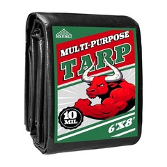 Tarp 6×8 ft Heavy Duty 100% Waterproof 10mil,UV Resistant,Durable Grommets an…