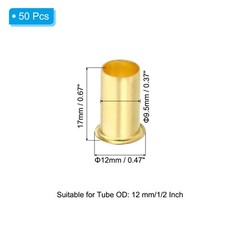 50Pcs Brass Compression Insert Compression Insert Tube Support for 1/2″ OD Tube