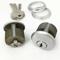2 Mortise Lock Cylinders 1″ for Store Front Door Adams Rite Brass with 3 Keys