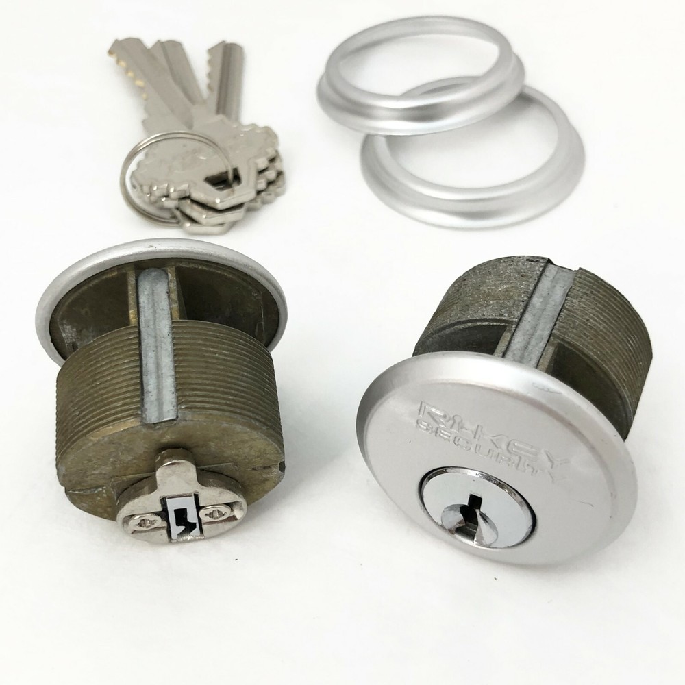 2 New Mortise Lock Cylinders 1″ for Store Front Door Adams Rite Brass and 3 Keys