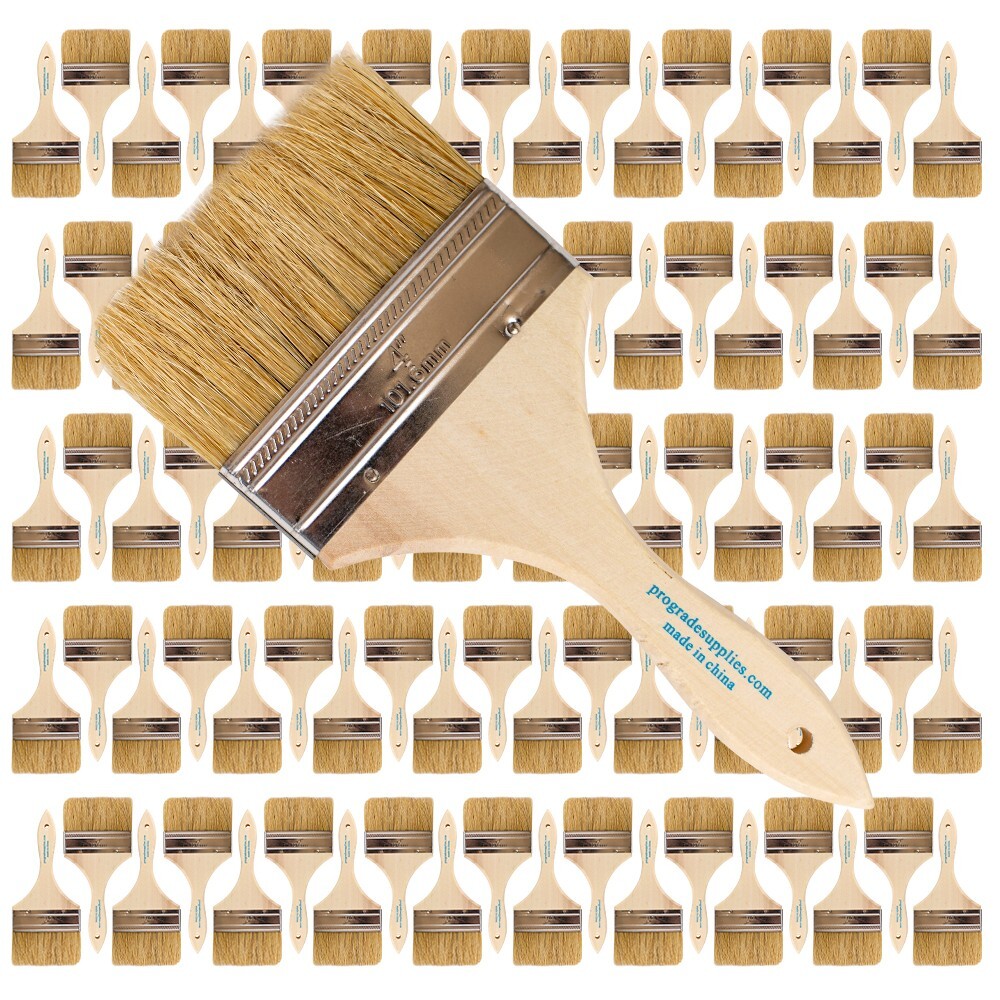96 Pack – 4″ Chip Brushes for Paints, Stains, Varnishes, Glues & Gesso