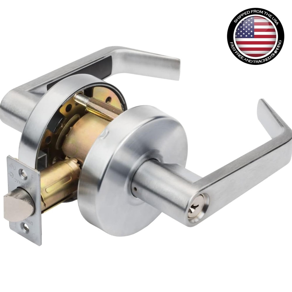 Grade 2 Commercial Duty Keyed Lever Lockset – ADA Compliant Satin Chrome Finish