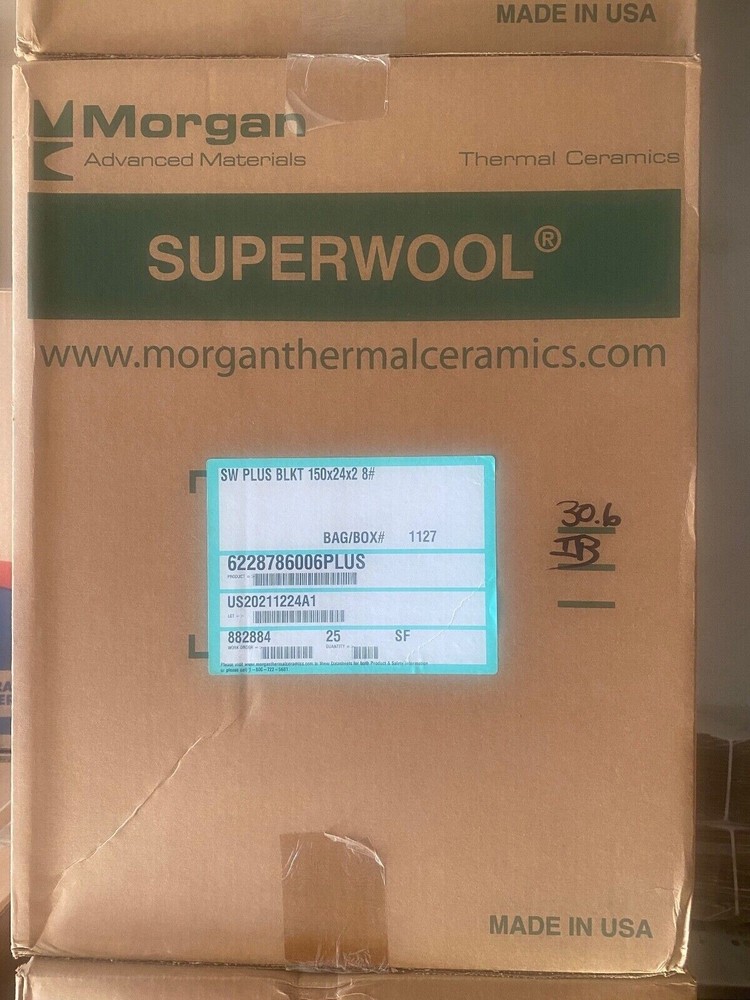 2″ SuperWool Plus 12×24″ Ceramic Fiber Blanket ALTERNATIVE Thermal Ceramic 2192F