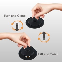 Black Bathtub Tub Drain Conversion Kit Assembly, Wellup Lift and Turn