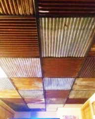 Salvage Reclaimed Corrugated Metal Sheet 2 x 2 Drop Ceiling Tile Man Cave Rustic
