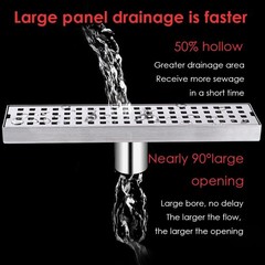 30cm Shower Channel Stainless Steel Drain Channel Floor Drain, Self Cleaning Siphon with…