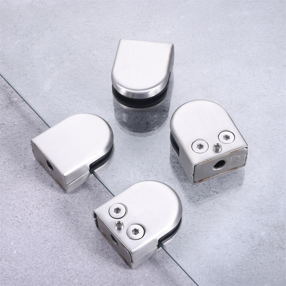 8Pcs Semicircle Glass Clamps Brushed Nickel 52x43x24mm for Glass Shelves Kitchen