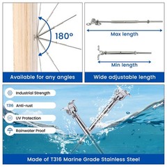 Muzata 10 Pairs 1/8″ Cable Railing Hardware Kit Swage Toggle 10Pairs, Silver