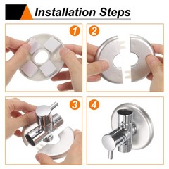 2pcs Wall Split Flange 17mm/0.7″ Self-Adhesive Plumbing Cover Plates Black